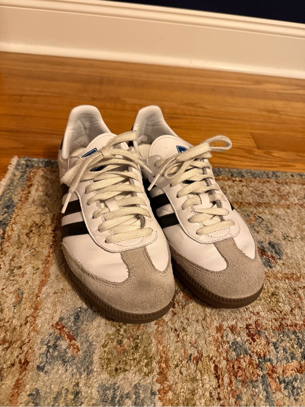 Adidas Sambas White Black and Gray Suede Accent Low-Top Sneakers